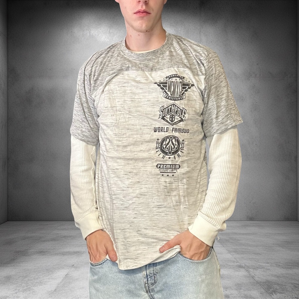 Vintage Southpole Graphic T-Shirt XXL Grey Y2K Skater Streetwear Boxy Fit